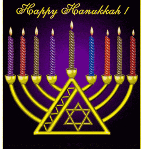 Happy Hanukkah Jewish Menorah Candles GIF