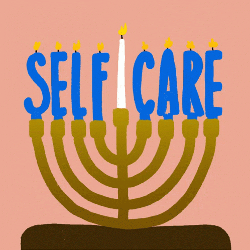Happy Hanukkah Menorah Candles Self Care GIF