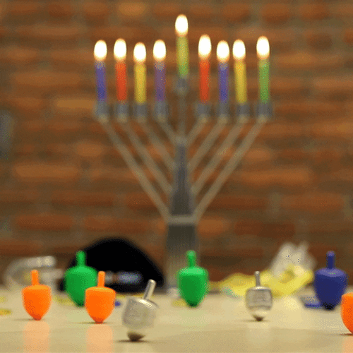Happy Hanukkah Menorah Dreidel Gelt GIF