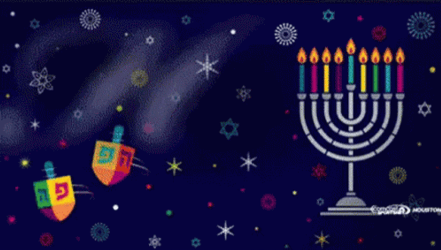 Happy Hanukkah Menorah Dreidel Greeting GIF