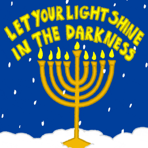 Happy Hanukkah Menorah Snow Candle GIF
