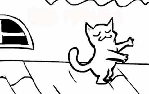 Happy Happy Happy Cat Dancing Moving Sketch GIF