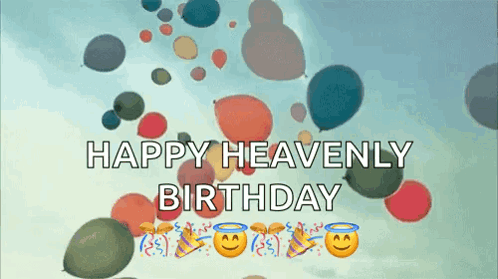 Happy Heavenly Birthday Balloons in Sky