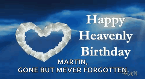 Happy Heavenly Birthday Card With Cloud Heart