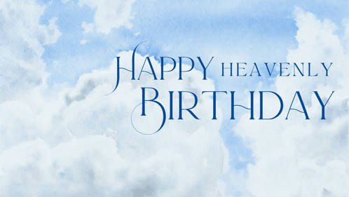 Happy Heavenly Birthday Is Written On A Cloudy Sky GIF