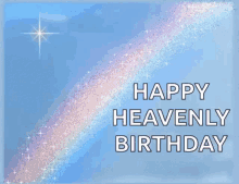 Happy Heavenly Birthday Shining Rainbow Blue Sky GIF