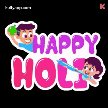 Happy Holi Boy And Girl Playing With Water GIF