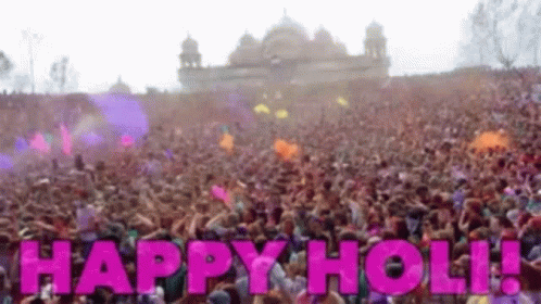 Happy Holi Colorful Crowd Splash GIF