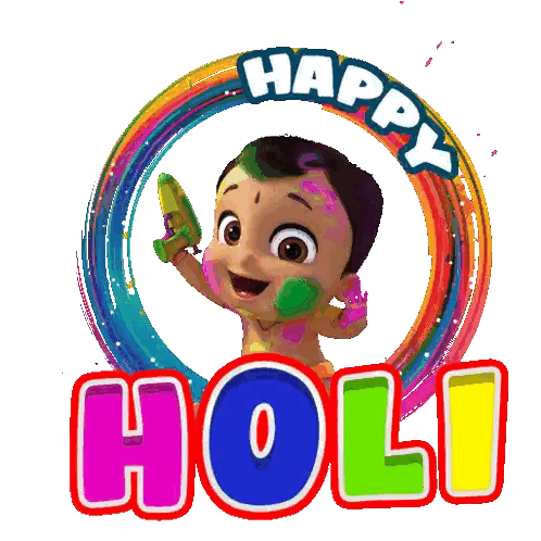 Happy Holi Greeting Card Baby Holding Gun