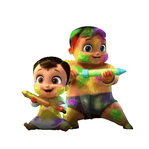 Happy Holi Greeting Card with Babies