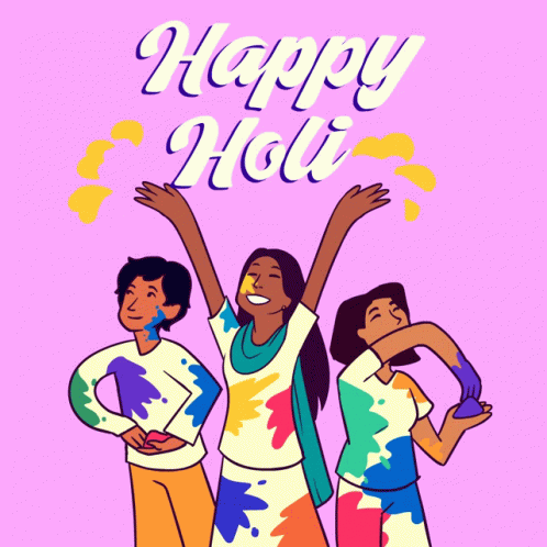 Happy Holi People Throwing Colors GIF