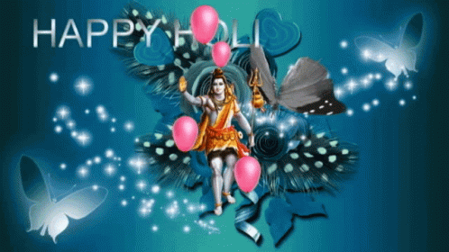 Happy Holi Shiva and Butterflies