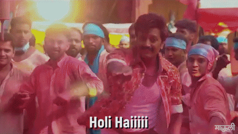 Happy Holi Throwing Colorful Water GIF