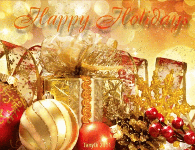 Happy Holiday Lots Of Gift And Balls GIF