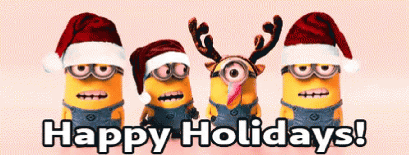Happy Holiday Minions Singing GIF