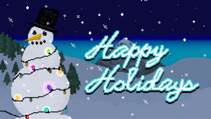 Happy Holiday Snowman With Christmas Light GIF