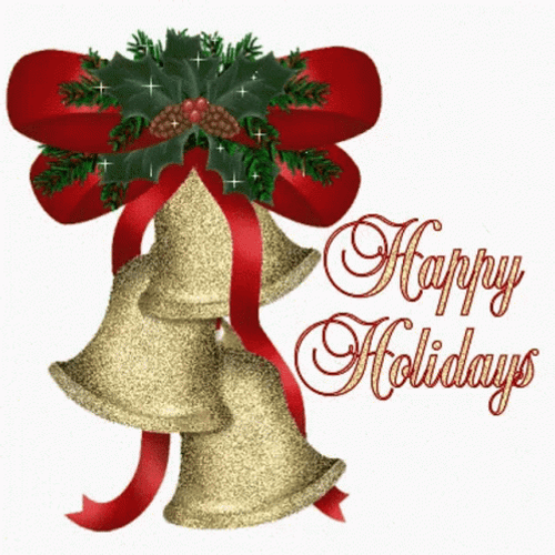 Happy Holiday With Bells And Ribbon GIF