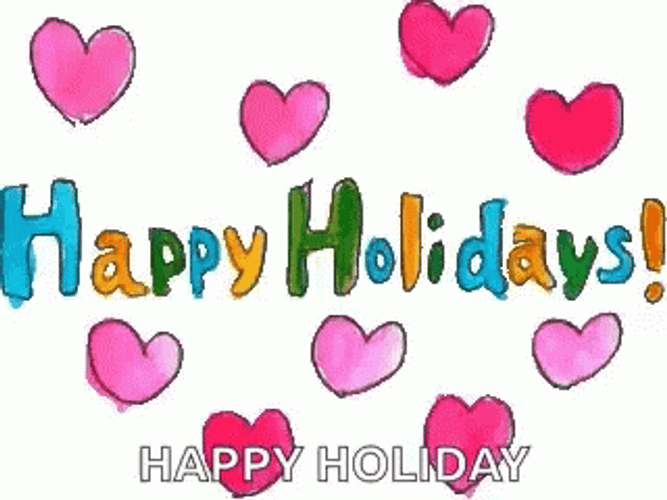 Happy Holiday With Many Hearts GIF