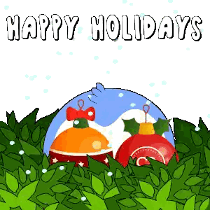 Happy Holidays Card with Penguin and Christmas Balls