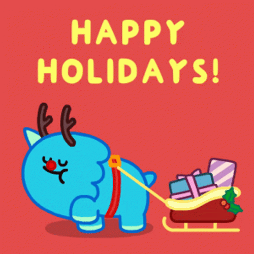 Happy Holidays Dino Sally Sled GIF