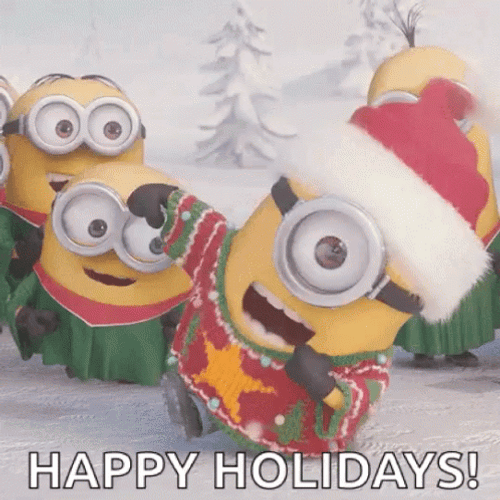 Happy Holidays Minions Dancing GIF