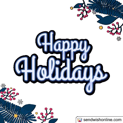 Happy Holidays Sign with Leaves and Berries