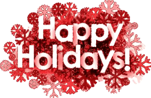 Happy Holidays Sign With Red Snowflakes