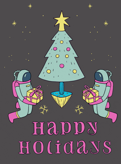 Happy Holidays Space Astronauts GIF