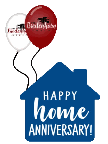 Happy Home Anniversary Sign with Balloons
