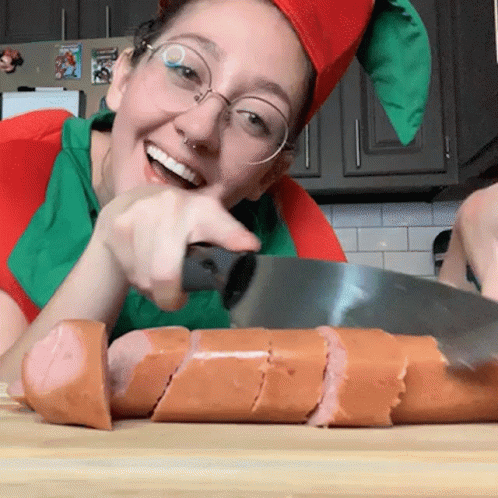 Happy Hotdog Chopping GIF
