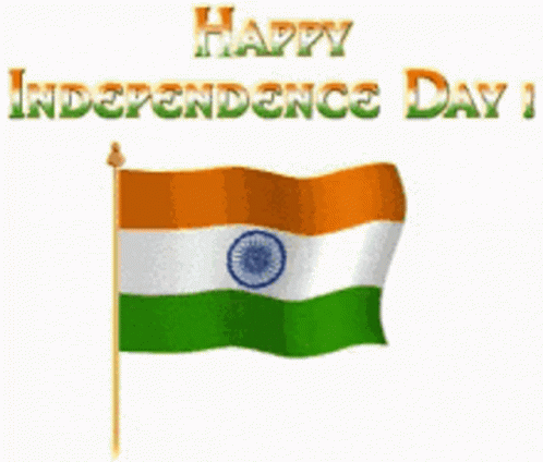 Happy Independence Day Flag On Stick GIF