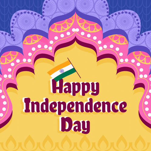 Happy Independence Day Greeting Card With Flag