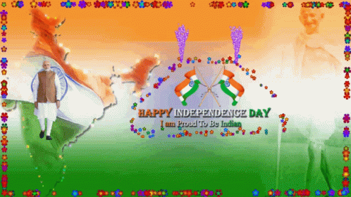 Happy Independence Day Proud To Be Indian Man In Front Of Map GIF