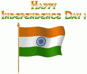 Happy Independence Day With Flag On Pole GIF