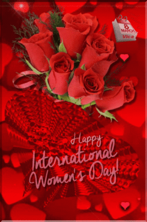 Happy International Women's Day With Beautiful Roses GIF