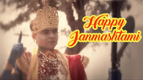 Happy Janmashtami Holy Man Giving Blessing GIF
