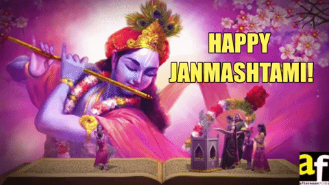 Happy Janmashtami Krishna Playing Flute GIF