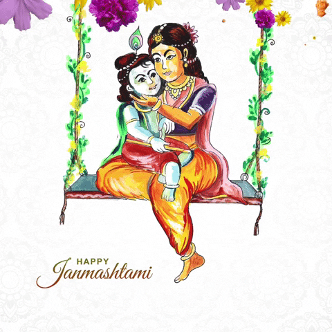 Happy Janmashtami Lord Krishna Animation GIF