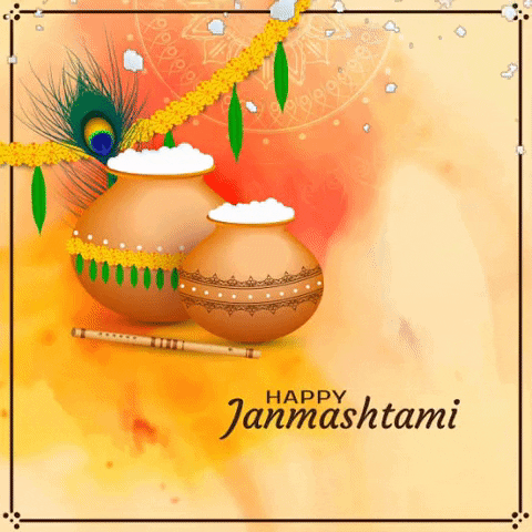 Happy Janmashtami Milk Curd Falling GIF