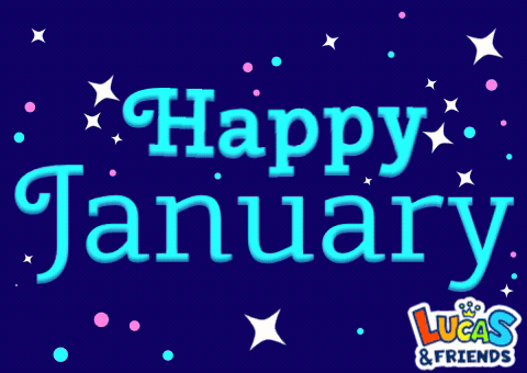 Happy January Sign With Lucas And Friends GIF