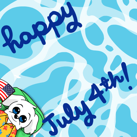 Happy July Dog Floating On Sea GIF