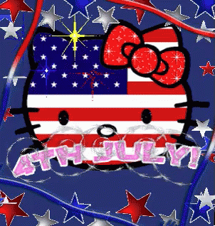 Happy July Hello Kitty America Flag GIF