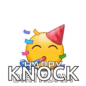 Happy Knock Day Smiley Wearing Party Hat