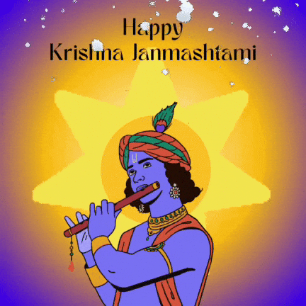 Happy Krishna Janmashtami Confetti GIF