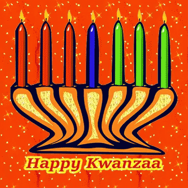 Happy Kwanzaa Shimmering Multicolored Candles GIF