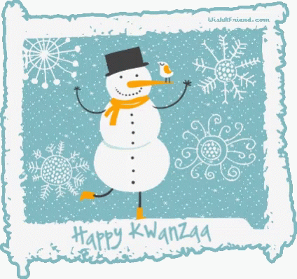 Happy Kwanzaa Snowman Winter Night GIF
