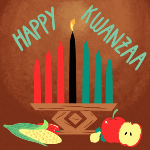 Happy Kwanzaa Animated Seven Candles GIF