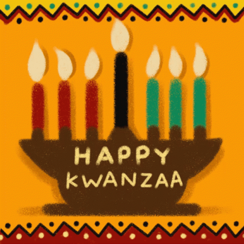 Happy Kwanzaa Burning Candles Mobile Art GIF