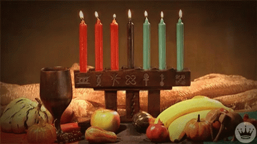 Happy Kwanzaa Solemn Candles Artistic Design GIF
