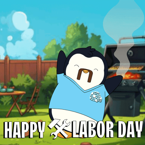 Happy Labor Day Cartoon Penguin